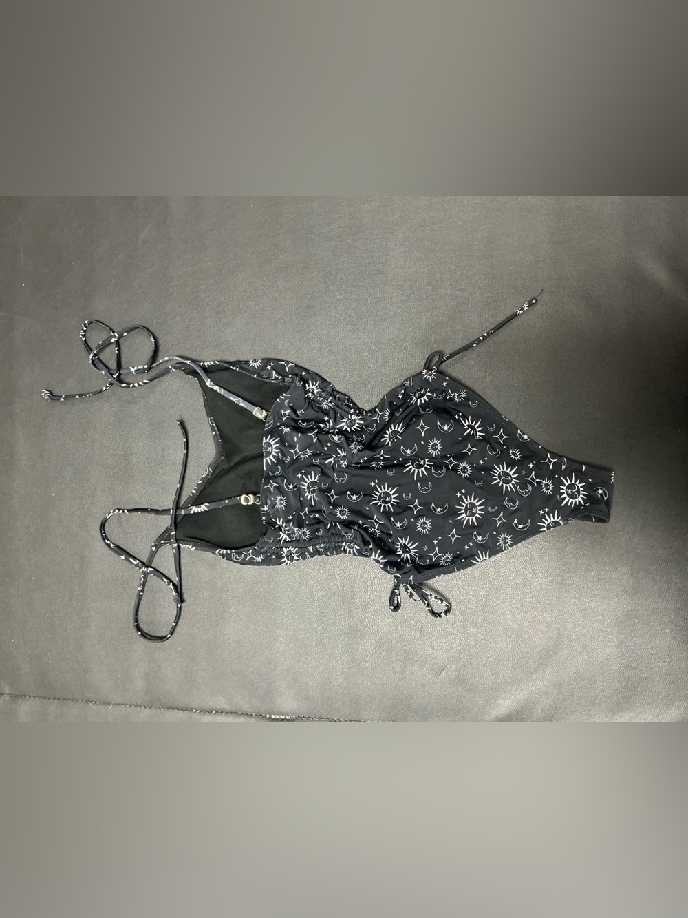 Black Sun & Moon Print Kids One-Piece Swimsuit
